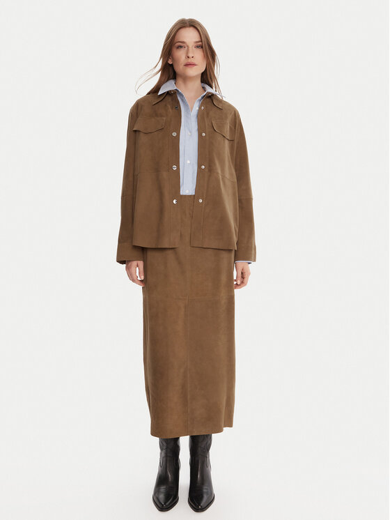 MAX&Co. MAX&Co. Usnjena jakna Stallo 2526446011200 Rjava Loose Fit
