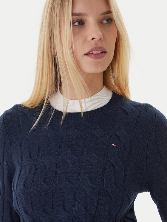 Tommy Hilfiger Tommy Hilfiger Pulover WW0WW43586 Bleumarin Regular Fit