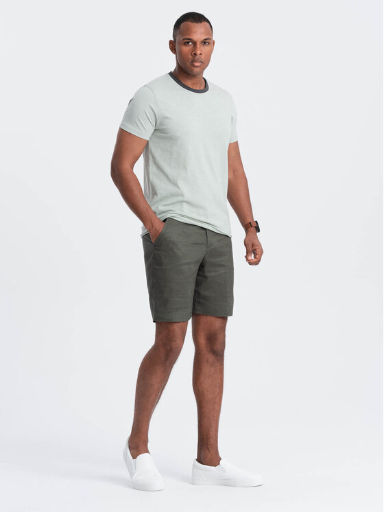Ombre Ombre T-Shirt OM-TSCT-22SS-004 Zielony Regular Fit