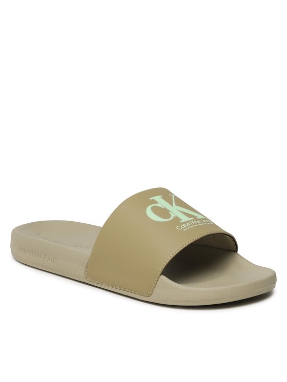 Calvin Klein Jeans Чехли Slide Oversized Brand YM0YM00662 Бежов