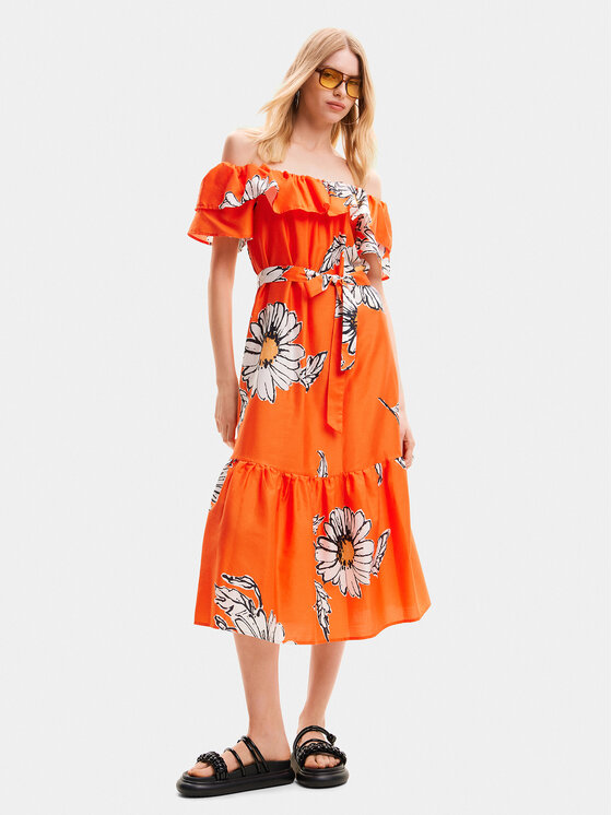 Desigual Desigual Sukienka letnia Georgeo 24SWVW02 Pomarańczowy Regular Fit