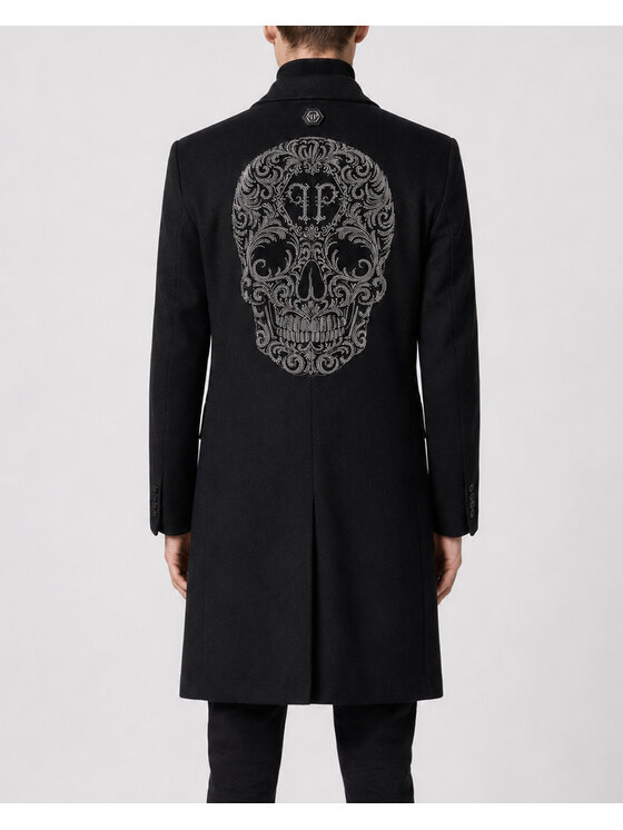 PHILIPP PLEIN PHILIPP PLEIN Płaszcz zimowy 31440 Czarny Regular Fit