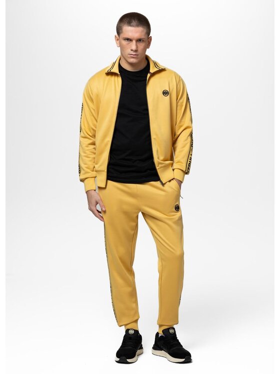PITBULL PITBULL Bluza Oldschool Tape Logo Żółty Regular Fit