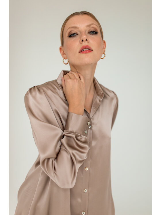 Entelier Entelier Koszula klasyczna Beżowy Comfortable Fit