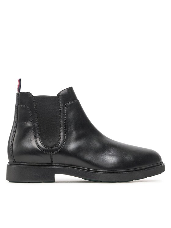 Tommy Hilfiger Tommy Hilfiger Μποτάκια με λάστιχο Elevated Rounded Lth Chelsea FM0FM04183 Μαύρο
