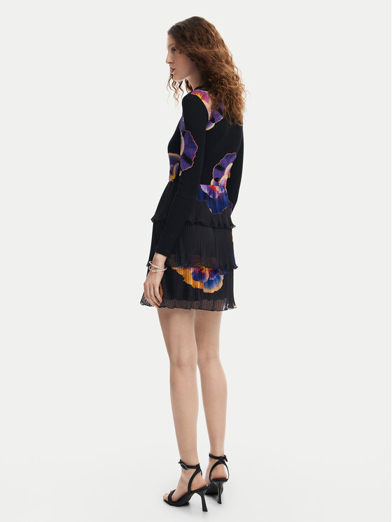 Desigual Desigual Kasdieninė suknelė Pansee Lacroix 24WWVK34 Juoda Regular Fit