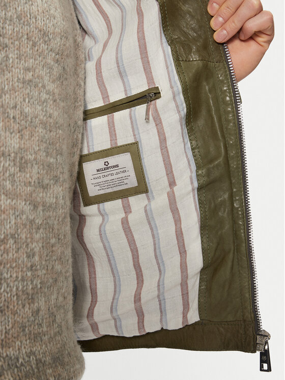 Milestone Milestone Кожено яке 511099 60605 Зелен Regular Fit
