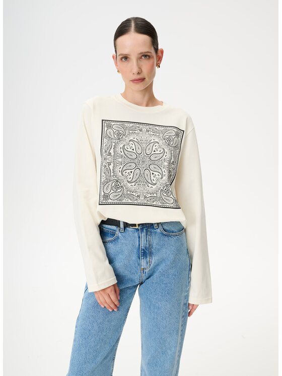LEBRAND LEBRAND Longsleeve Nero Biały Regular Fit