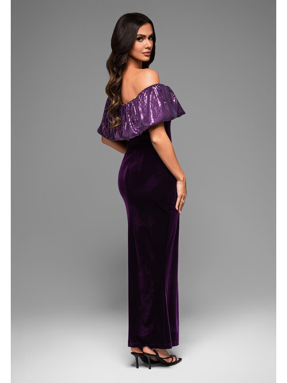 Ombre Ombre Sukienka wieczorowa LA-OM-DLR044 Fioletowy Regular Fit