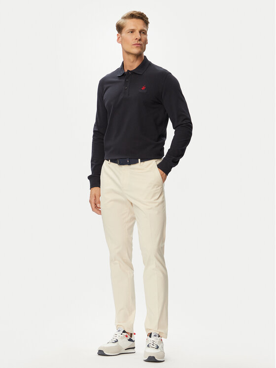 Beverly Hills Polo Club Beverly Hills Polo Club Тениска с яка и копчета P-SS26M-P424125 Тъмносин Regular Fit