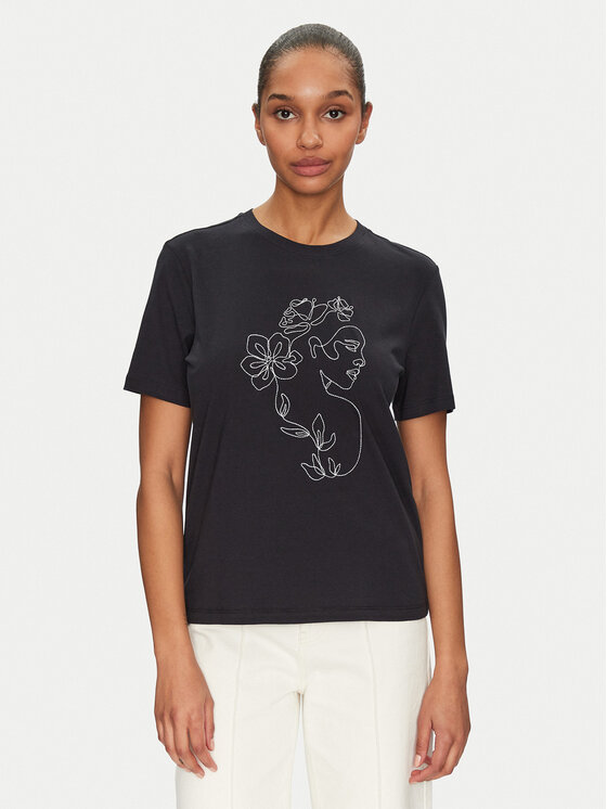 Vila Vila T-Shirt Sybil 14108062 Μαύρο Regular Fit