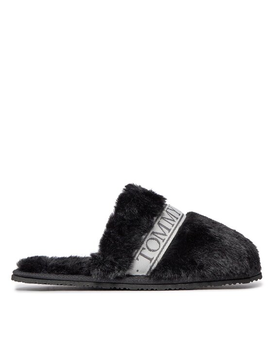 Tommy Hilfiger Hausschuhe Tommy Fur Hotel Slipper FW0FW07595 Schwarz Modivo