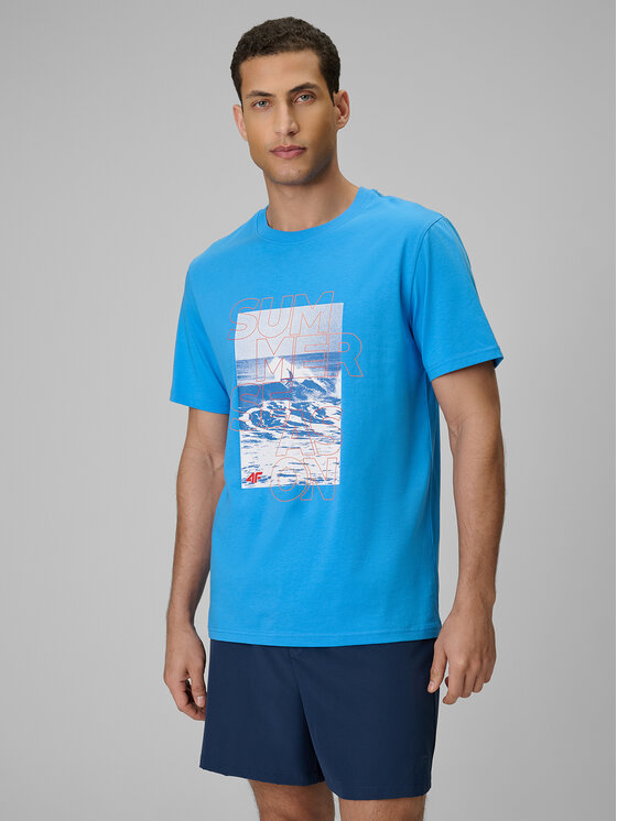 4F 4F T-Shirt BEACHWEAR Niebieski Regular Fit