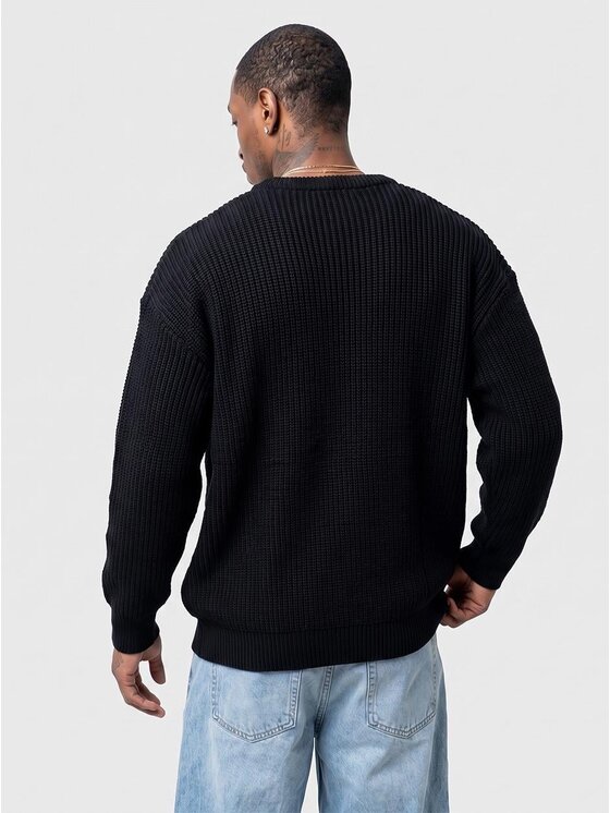 Jigga Wear Jigga Wear Sweter Luźny wygodny 132249 Czarny Regular Fit