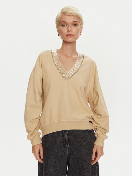 PINKO PINKO Majica dugih rukava Raboni 104458 A297 Bež Regular Fit