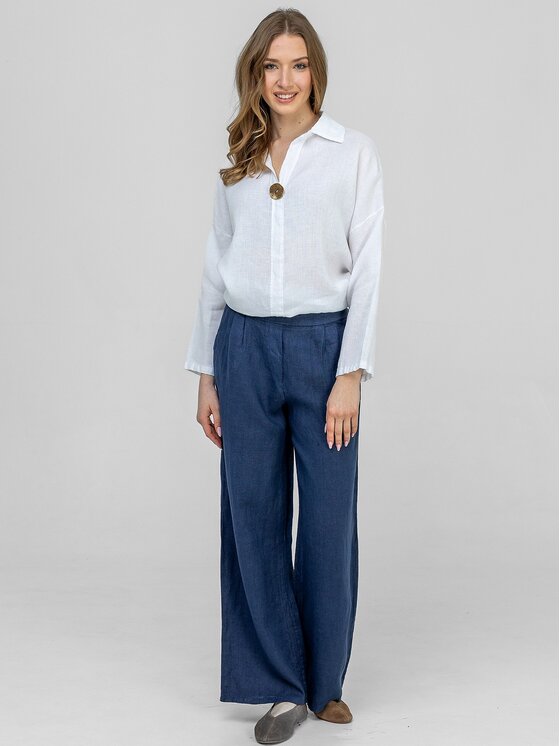 Perso Perso Spodnie materiałowe PTE266362F Granatowy Wide Leg
