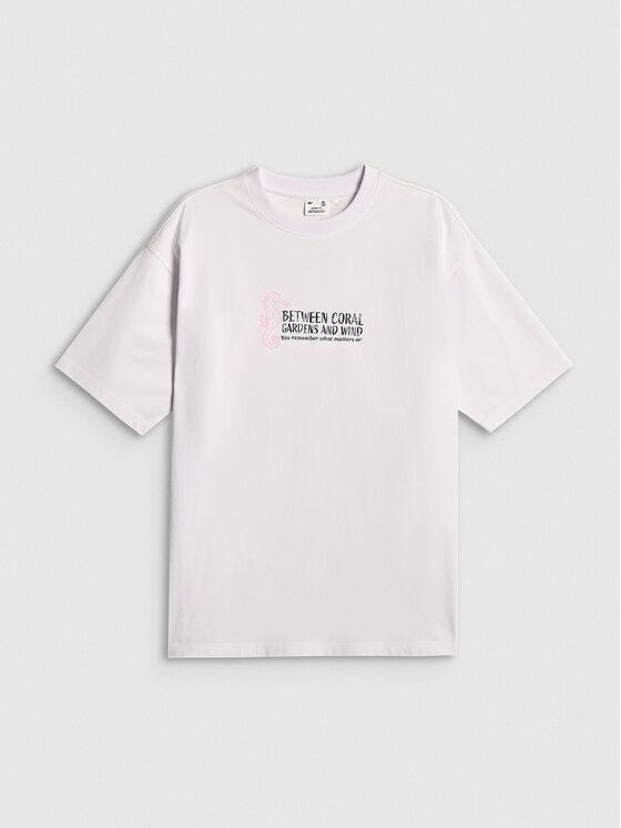 4F 4F T-Shirt 4FRSS26TTSHF4022-10S Biały Loose Fit