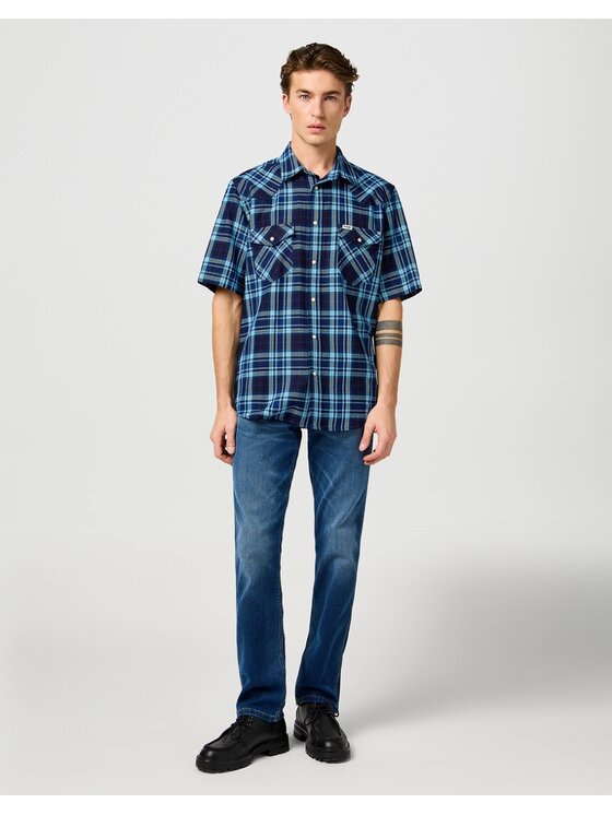 Wrangler Wrangler Camicia SS WESTERN SHIRT Blu Regular Fit