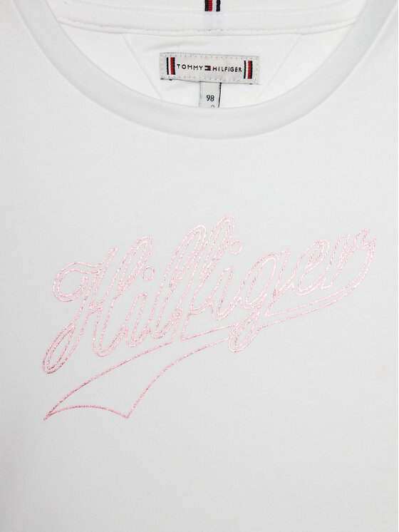 Tommy Hilfiger Tommy Hilfiger T-Shirt Hilfiger Script Tee S/S KG0KG07714 Biały Regular Fit