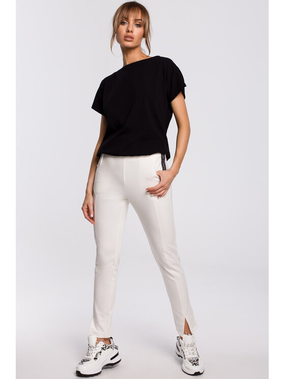 Made of Emotion Made of Emotion Pantaloni in maglia M493 Bianco Ahletic Fit