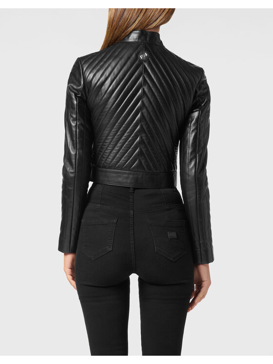 PHILIPP PLEIN PHILIPP PLEIN Giacca di pelle 23039 Nero Slim Fit