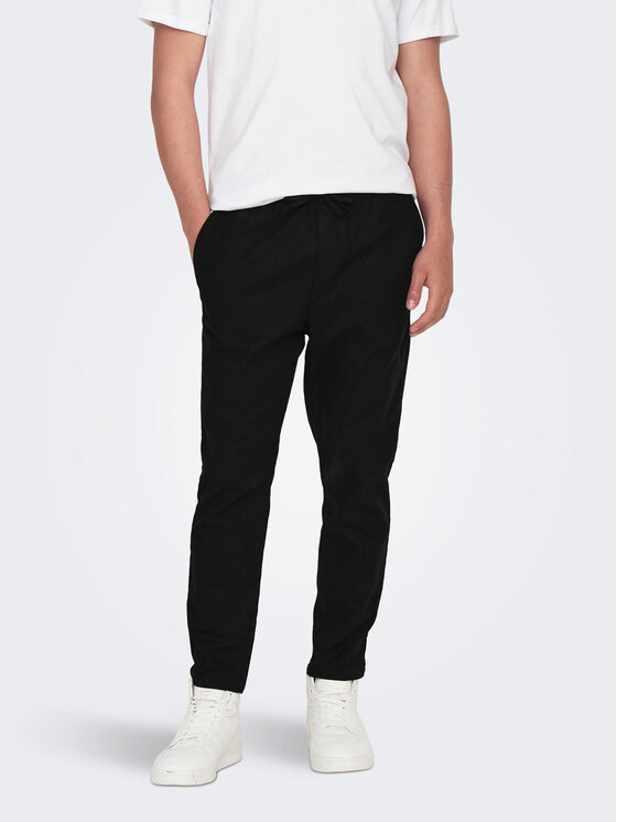 Only & Sons Pantaloni di tessuto 22024966 Nero Tapered Fit, taglia : L