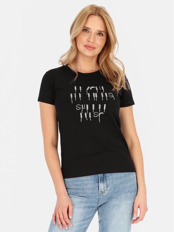 Perso Perso T-Shirt TCE241100F Czarny Regular Fit
