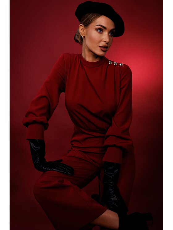 Made of Emotion Made of Emotion Kombinezon M879 Bordowy Modern Fit