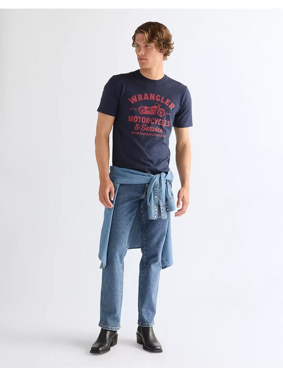 Wrangler Wrangler T-Shirt AMERICANA TEE Niebieski Regular Fit