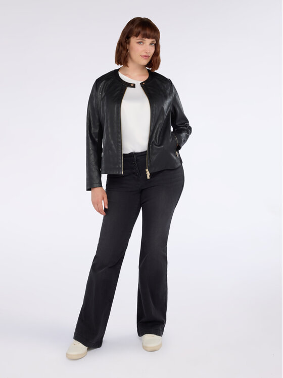 Fiorella Rubino Fiorella Rubino Giacca in similpelle R358T001235N033 Nero Slim Fit