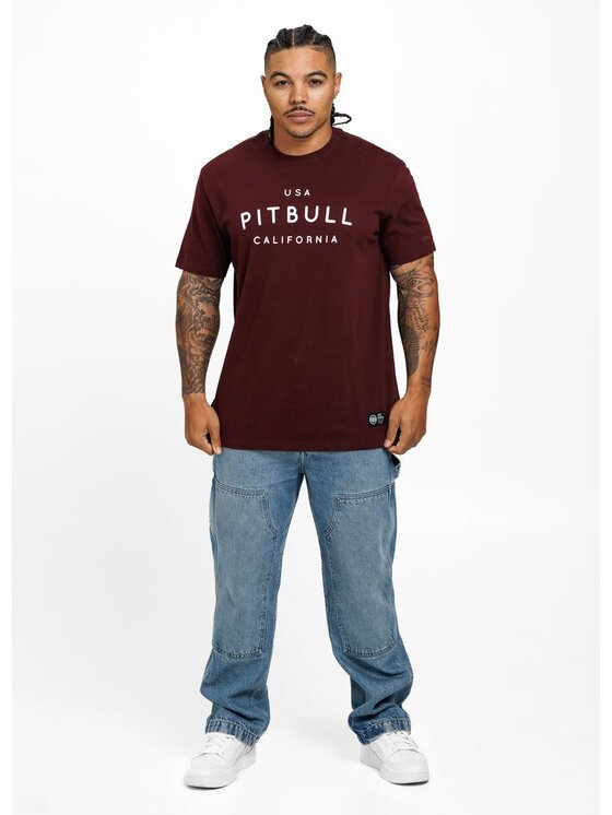 PITBULL PITBULL T-Shirt Koszulka Bordowy Regular Fit