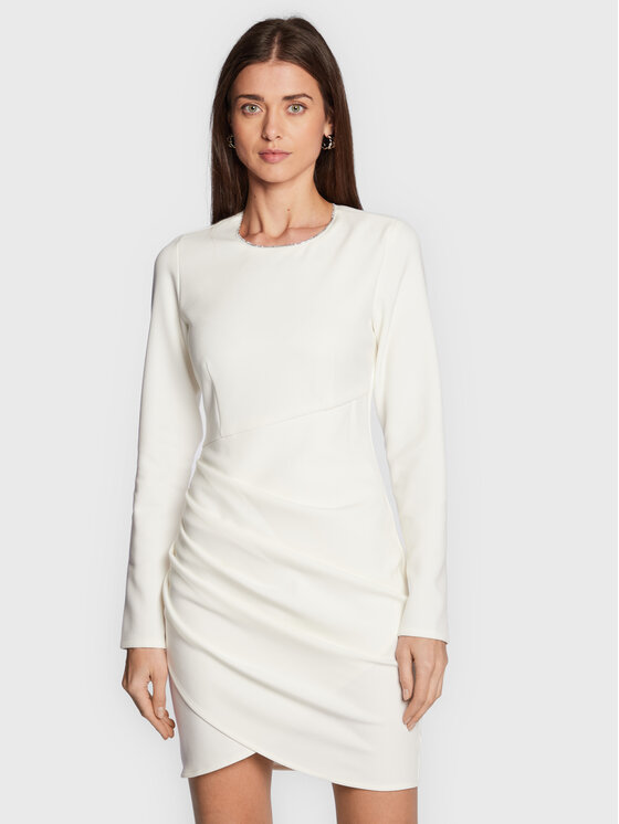 Silvian Heach Koktejlové šaty CVA22141VE Biela Slim Fit