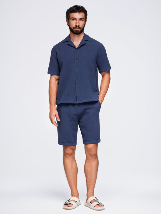 Ombre Ombre Szorty materiałowe OM-SRCS-0207 Granatowy Regular Fit
