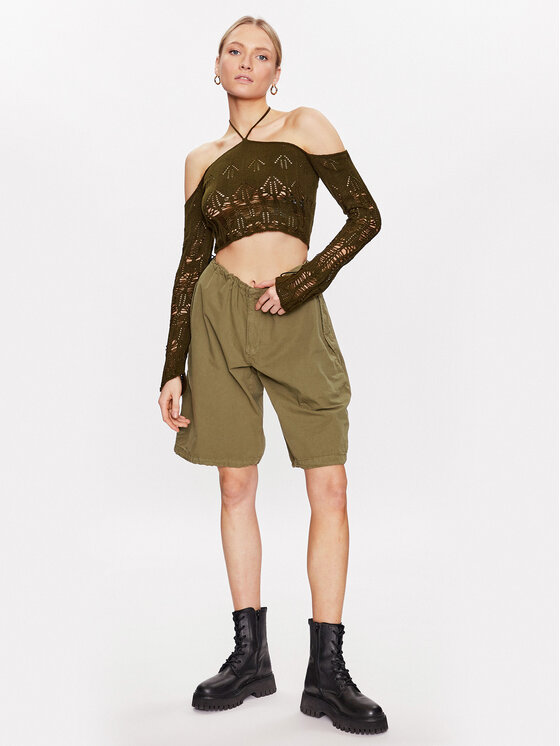 BDG Urban Outfitters BDG Urban Outfitters Светр BDG LADDERED HALTER NECK 76469477 Хакі Cropped Fit