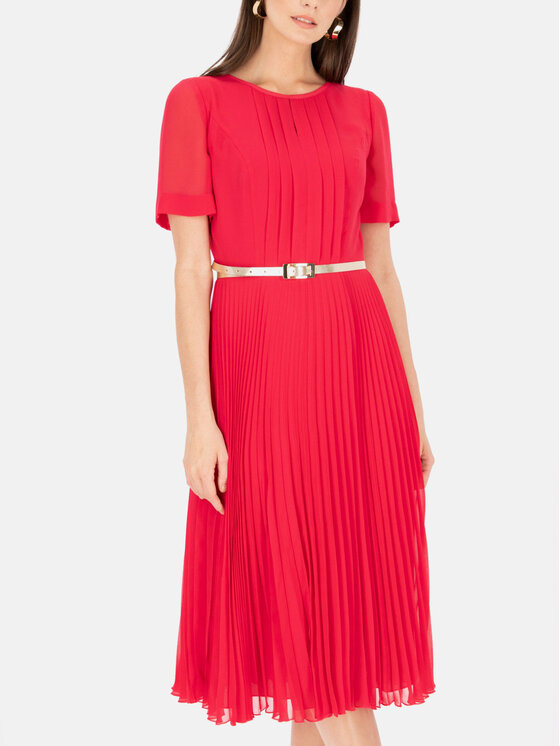 Potis & Verso Potis & Verso Sukienka elegancka Debora Różowy Slim Fit