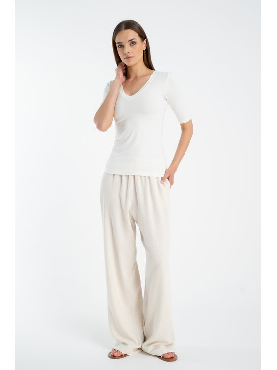 CLICK CLICK T-Shirt 72-019 Εκρού Close Fit