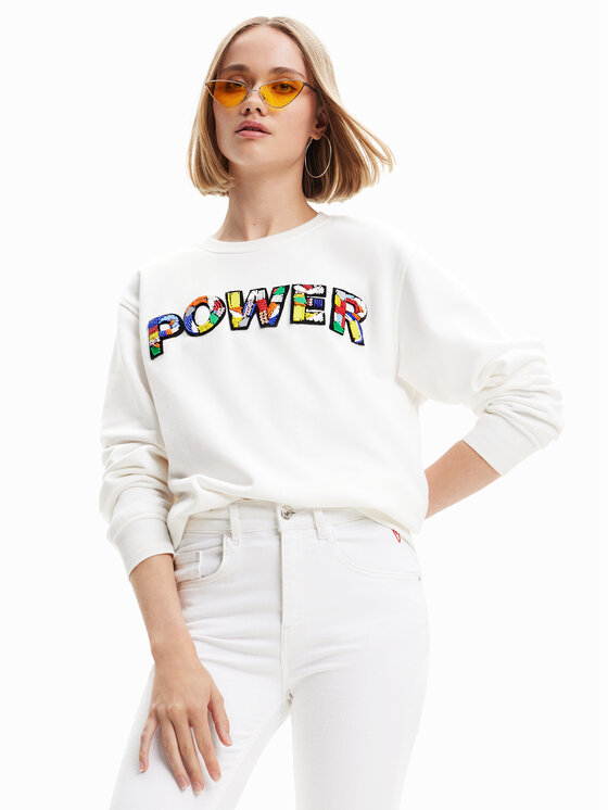 Desigual Damen Sweatshirt 25swjfx0 – Mit Großem Blumenprint, Rundhals, Langarm