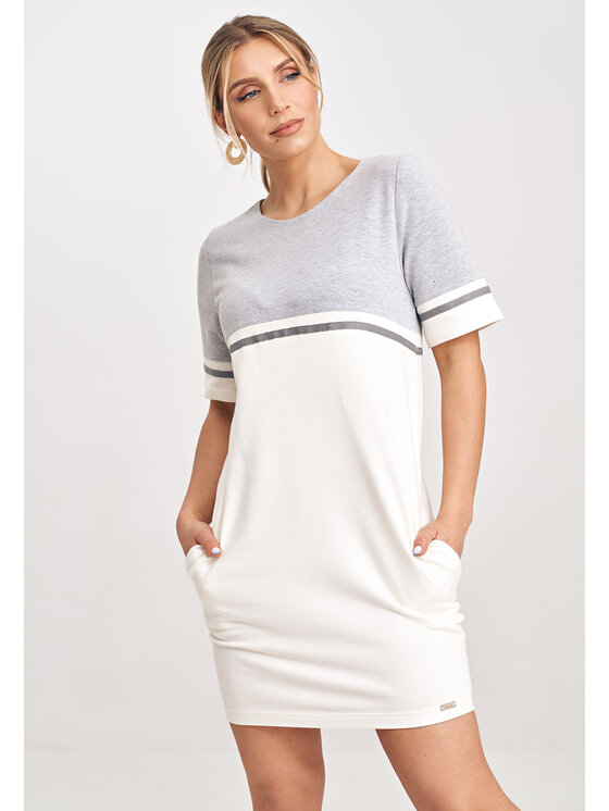 FIGL FIGL Sukienka codzienna M1028 Écru Regular Fit