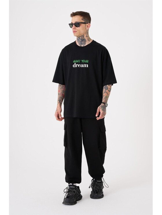 MyStars MyStars T-Shirt Koszulka Z Krótkim Rękawem Oversize Męska Czarna Machinist Hunt Your Dream L Czarny Oversize