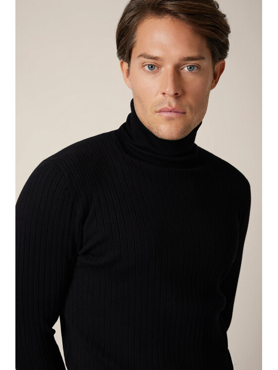 Lancerto Lancerto Sweter Vorn SW073225000084 Czarny Regular Fit