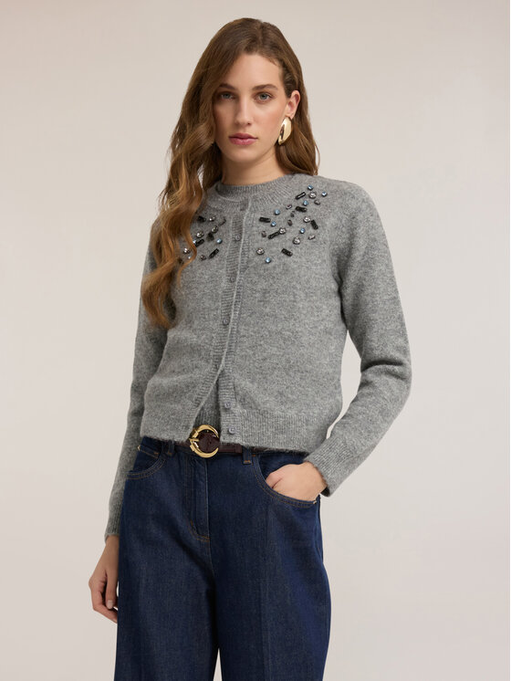 Motivi Motivi Cardigan M054W003729N013 Grigio Regular Fit