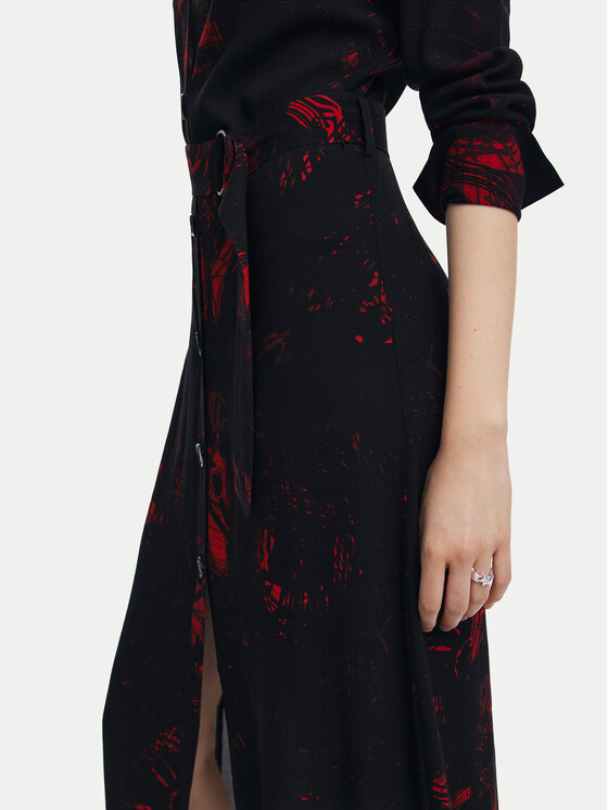 Desigual Desigual Rochie tip cămașă Scribbles Lacroix 24WWVW38 Negru Regular Fit