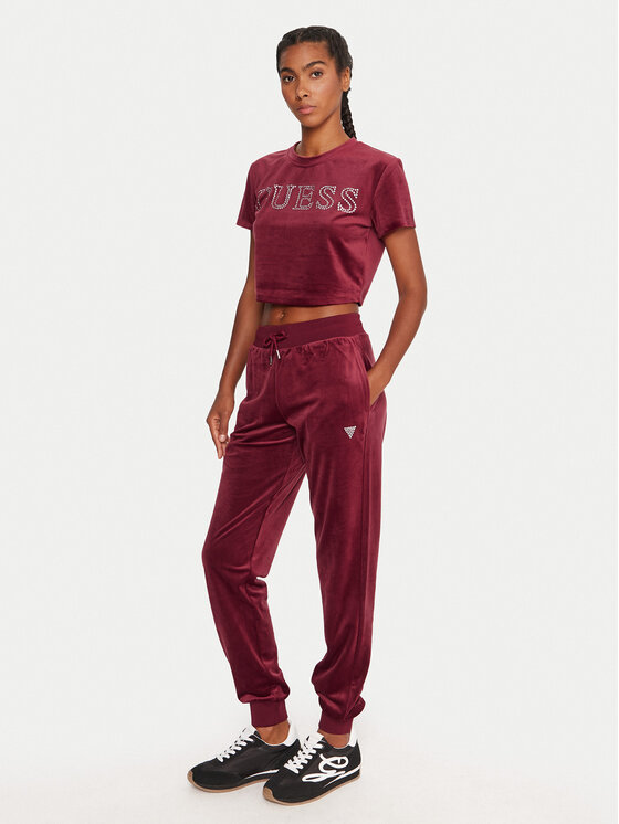 Guess Guess Spodnji del trenirke V3BB27 K0232 Bordo rdeča Regular Fit