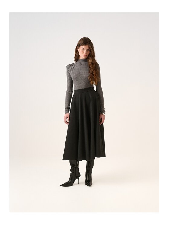 La Mania La Mania Gonna midi BLAIR Nero Classic Fit