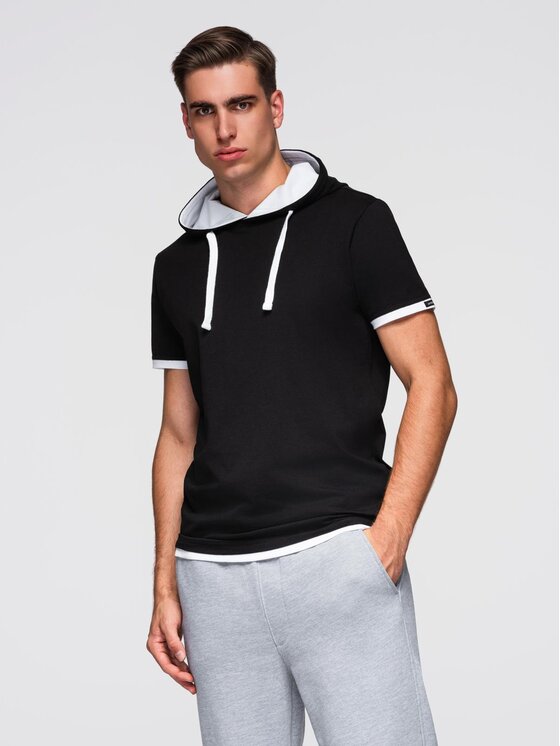 Ombre Ombre T-Shirt OM-TSCT-0256 Czarny Regular Fit
