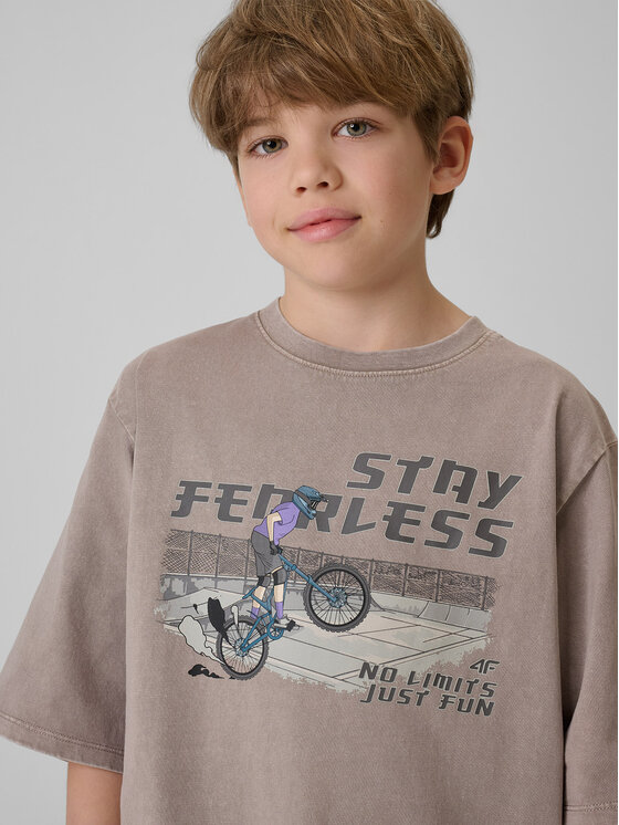 4F 4F T-Shirt T-SHIRT GALLERY Szary Loose Fit