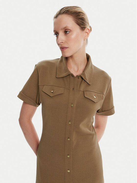 Tommy Hilfiger Tommy Hilfiger Marškinių tipo suknelė Gold Button WW0WW44617 Ruda Regular Fit