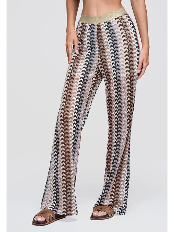Ombre Ombre Spodnie materiałowe OW-PA-E0015 Brązowy Relaxed Fit