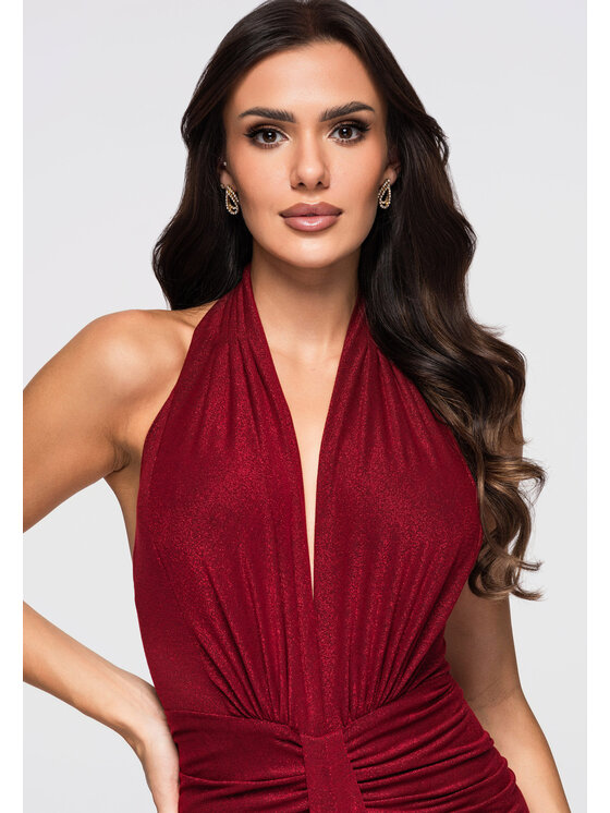 Ombre Ombre Sukienka wieczorowa LA-OM-DLR260 Czerwony Regular Fit