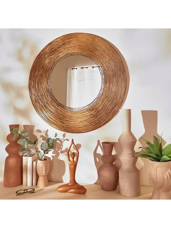 MIAhome MIAhome Lustro ścienne okrągłe Martin 90 cm Złoty